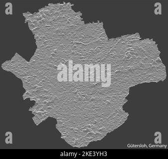 Topographische Negativrelief-Karte der Stadt GÜTERSLOH mit weißen Konturlinien auf dunkelgrauem Hintergrund Stock Vektor