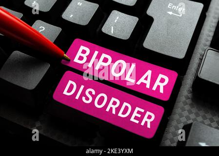 Inspiration zeigt Zeichen bipolare Störung. Wort geschrieben über psychische Erkrankungen, die schwere hohe und niedrige Stimmungen bringt Stockfoto