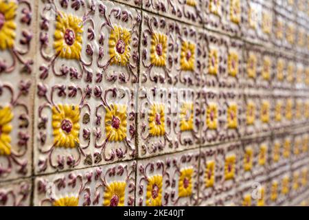 Traditionelle portugiesische Fliese Azulejo Strukturwand Stockfoto