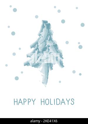 Happy Holidays Card mit verschneiten Neujahrsbaum Stock Vektor