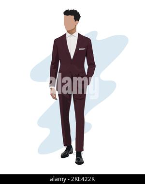 Stilvolle männliche Geschäftsmann in einem Business-Anzug auf einem interessanten Hintergrund Cartoon männliche Charaktere. Herren in Mode. Vektor mit flachem Stil Stock Vektor