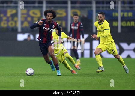 Joshua Zirkzee vom FC Bologna in Aktion während des Fußballspiels der Serie A zwischen dem FC Internazionale und dem FC Bologna im Stadio Giuseppe Meazza am 9. November 2022 in Mailand Italien. Stockfoto