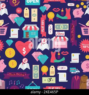 Bunte Black Friday Sale wiederholen Muster Hintergrund-Design Stock Vektor