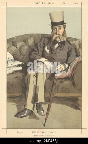 EITELKEIT FAIR SPIONAGE CARTOON George Whyte-Melville 'der Romancier der Gesellschaft' 1871 Stockfoto