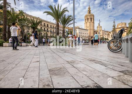 Plaza de la Reina, Valencia, Spanien Stockfoto