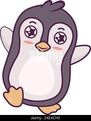 Ein süßer, glücklicher Cartoon-Pinguin, isoliert auf weißem Hintergrund Stock Vektor