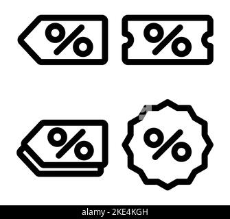 Symbole für Preis- und Rabattpositionen festgelegt. Symbole für dünne Linien festgelegt. Einfache Vektorsymbole EPS10 Stock Vektor