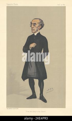 EITELKEIT FAIR SPIONAGE CARTOON William Maclagan 'von der Armee zur Kirche' 1891 Stockfoto