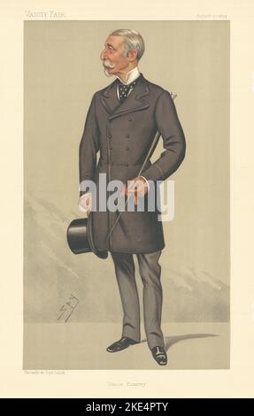 EITELKEIT FAIR SPIONAGE CARTOON Major-Gen Charles Taylor du Plat 'Senior Equerry' 1891 Stockfoto