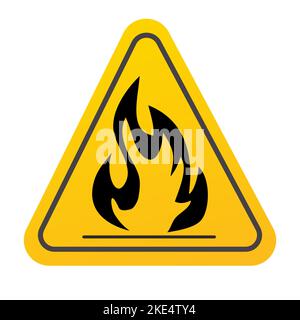 Brennbare Flüssigkeit, gelbes Dreieckssymbol der Substanz, auf weißem Hintergrund isoliertes Schild. Vektorgrafik Stock Vektor