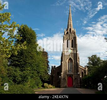 St. Michael's Church, Highgate, London, Großbritannien. St. Michael's Church (neogotischer Stil) ist die höchste Kirche in London, da Highgate eine der höchsten ist Stockfoto