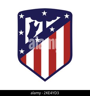 Vinnitsa, Ukraine - 24. Oktober 2022: Logo des Fußballvereins primera in Spanien. Atletico Madrid. Vektorgrafik redaktionelle Illustration Stock Vektor