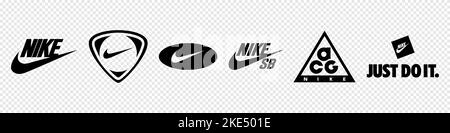 Vinnitsa, Ukraine – 25. Oktober 2022: Logo-Symbol der Nike Sport Marke. Vektorgrafik redaktionelle Illustration Stock Vektor