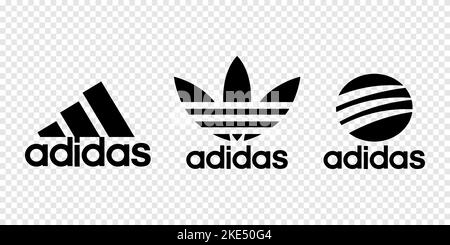 Vinnitsa, Ukraine - 21. Oktober 2022: Logo-Ikone der Sportmarke von adidas. Vektorgrafik redaktionelle Illustration Stock Vektor