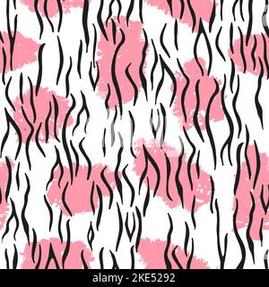 Nahtloses Tiger-Fell-Muster. Modischer Tierdruck. Textil, Stoff, Design. Stock Vektor