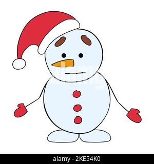 Netter Cartoon Schneemann. Vektorgrafik auf weißem Hintergrund. Stock Vektor