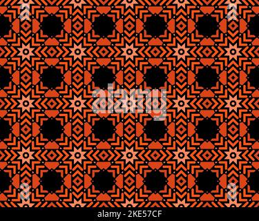 Orientalisch ethnisch nahtlose wiederholbare Muster traditionelle geometrische Linien Streifen Hintergrund Design mit verschiedenen ornamentalen Elementen Multicolor Fliese Kunst Stockfoto