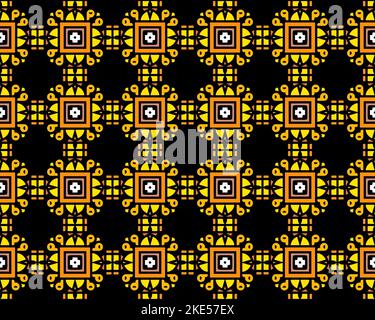 Orientalisch ethnisch nahtlose wiederholbare Muster traditionelle geometrische Linien Streifen Hintergrund Design mit verschiedenen ornamentalen Elementen Multicolor Fliese Kunst Stockfoto