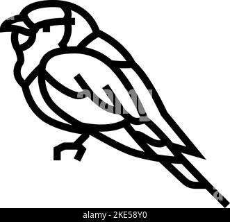 Lilac-reihig Roller Vogel exotische Linie Symbol Vektor Illustration Stock Vektor