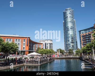 Gunwharf Quays, Portsmouth, Hampshire, England, Vereinigtes Königreich Stockfoto