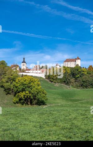 Schweiz, Schweiz, Freiburg, Freiburg, Kanton Freiburg, Kanton Freiburg, château de Gruyères, Gruyères, Gruyère, Château, Schloss, castl Stockfoto