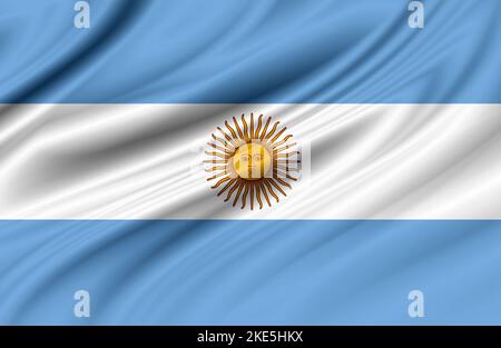 Argentinien Flagge winkt mit dem Wind, 3D Abbildung. Stockfoto