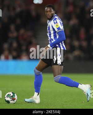 Southampton, England, 9.. November 2022. Dominic Iorfa von Sheffield am Mittwoch während des Carabao Cup-Spiels im St. Mary's Stadium, Southampton. Bildnachweis sollte lauten: Paul Terry / Sportimage Stockfoto