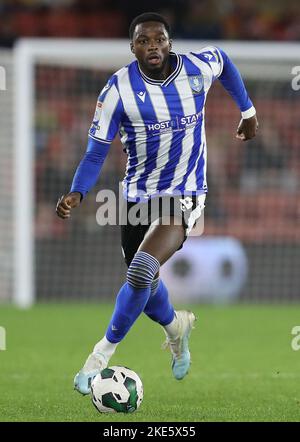 Southampton, England, 9.. November 2022. Dominic Iorfa von Sheffield am Mittwoch während des Carabao Cup-Spiels im St. Mary's Stadium, Southampton. Bildnachweis sollte lauten: Paul Terry / Sportimage Stockfoto