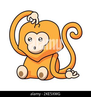 Eine digitale Illustration eines süßen Cartoon-Affen-Charakters, isoliert auf weißem Hintergrund Stock Vektor