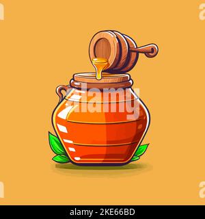 Ein farbenfrohes Vektorbild eines Honigtopfs Stock Vektor