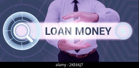 Konzeptionelle Anzeige Kreditgeld. Internet Konzept etwas ausgeliehen oder eingerichtet unter der Bedingung, dass zurückgegeben wird Stockfoto