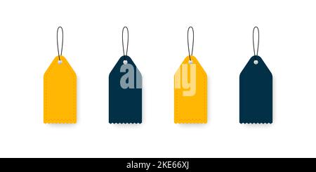 Label Tags Konzept. Leere Preisschilder oder Geschenkanhänger. Set von Etiketten mit Kabel. Vektorgrafik Stock Vektor