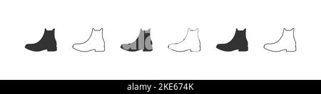 Schuhe Symbole. Silhouette von Herrenschuhen. Schuhe Symbole isoliert auf weißem Hintergrund. Vektorgrafik Stock Vektor
