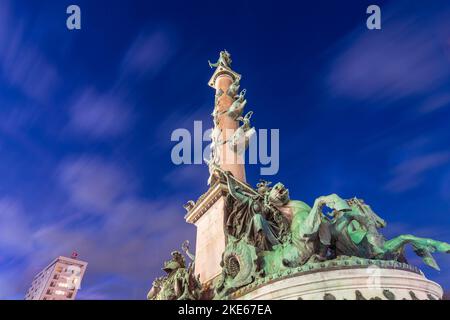 Wien, Wien: Praterstern-Platz, Säule von Admiral Wilhelm von Tegetthoff 02. Leopoldstadt, Wien, Österreich Stockfoto