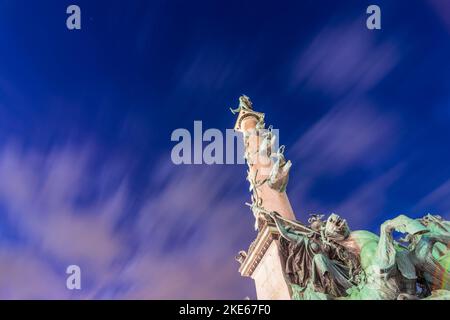 Wien, Wien: Praterstern-Platz, Säule von Admiral Wilhelm von Tegetthoff 02. Leopoldstadt, Wien, Österreich Stockfoto