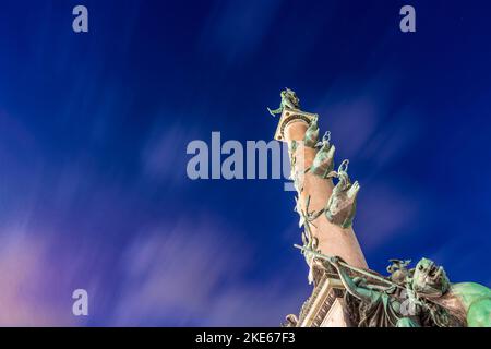 Wien, Wien: Praterstern-Platz, Säule von Admiral Wilhelm von Tegetthoff 02. Leopoldstadt, Wien, Österreich Stockfoto