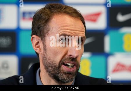 Burton on Trent, England, 10.. November 2022. Gareth Southgate-Manager von England kündigt seine WM-Mannschaft 2022 im St. George's Park Training Center, Burton on Trent, an. Bildnachweis sollte lauten: Simon Bellis/Sportimage Stockfoto