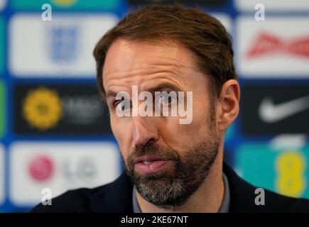 Burton on Trent, England, 10.. November 2022. Gareth Southgate-Manager von England kündigt seine WM-Mannschaft 2022 im St. George's Park Training Center, Burton on Trent, an. Bildnachweis sollte lauten: Simon Bellis/Sportimage Stockfoto