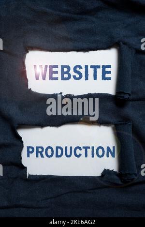 Konzeptionelle Bildunterschrift Website-Produktion. Konzept, das die Erstellung von Websites mit Layout-Inhalten und grafischem Design bedeutet Stockfoto