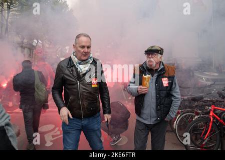 Faible mobilization pour les salaires à Paris, la cgt n'a pas réussie à mobilizer en nombre les différentes branches professionnelle Stockfoto