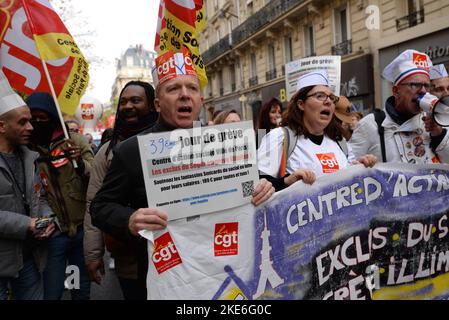 Faible mobilization pour les salaires à Paris, la cgt n'a pas réussie à mobilizer en nombre les différentes branches professionnelle Stockfoto