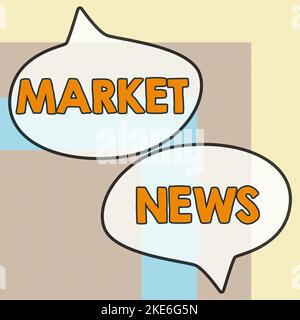 Schild mit Marktnachrichten. Internet Concept News Content, um den gezielten Käufer über ein Produkt zu überzeugen Stockfoto