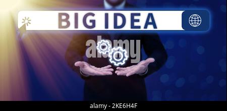 Schreiben, Text anzeigen große Idee. Konzept bedeutet, eine großartige kreative Innovationslösung oder Denkweise zu haben Stockfoto