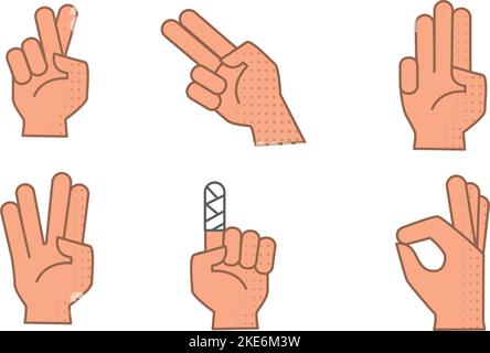 Satz von verschiedenen Handgesten Symbol Vektor Stock Vektor