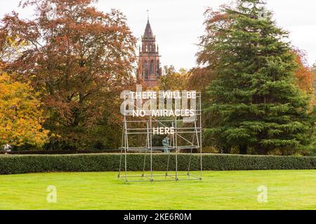 Es wird keine Wunder geben hier Zeichen, von Nathan Coley. Scottish National Gallery of Modern Art Two, Edinburgh, Schottland, Vereinigtes Königreich. Stockfoto