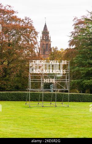 Es wird keine Wunder geben hier Zeichen, von Nathan Coley. Scottish National Gallery of Modern Art Two, Edinburgh, Schottland, Vereinigtes Königreich. Stockfoto