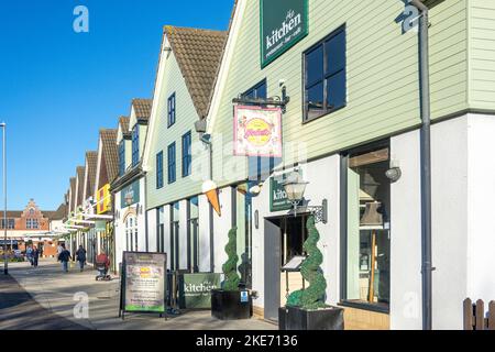 Springfields Outlet Shopping & Leisure Center, Camel Gate, Spalding, Lincolnshire, England, Vereinigtes Königreich Stockfoto