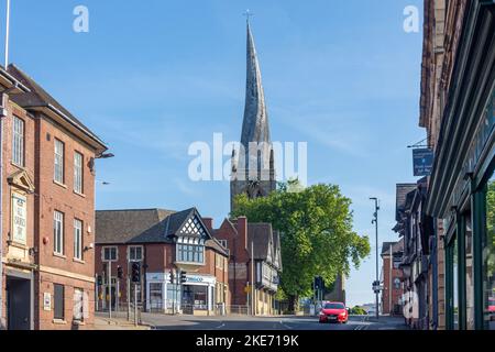 Church of Our Lady and All Saints vom St. Mary's Gate, Chesterfield, Derbyshire, England, Vereinigtes Königreich Stockfoto