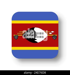 Eswatini-Flagge - flaches Vektorquadrat mit abgerundeten Ecken und fallengelassenen Schatten. Stock Vektor