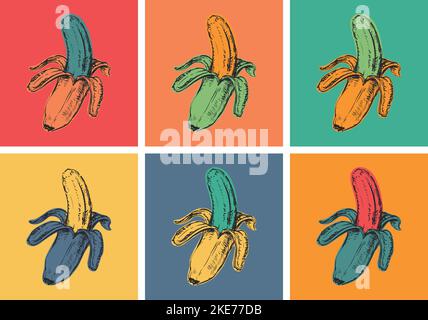 Set Bananen Vektor Illustration Pop Art Style Set Bananen Vektor Illustration Pop Art Style Stock Vektor